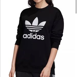 Adidas original cotton trefoil logo crew sweatshirt